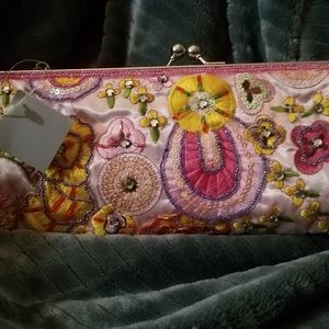 New York & Company Pink Beaded Clutch